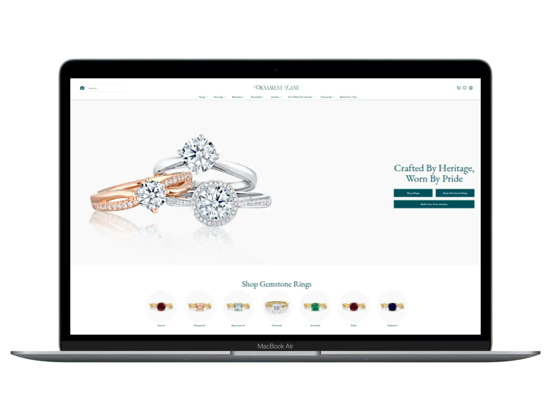 Ornament Lane — shown in MacBook mockup