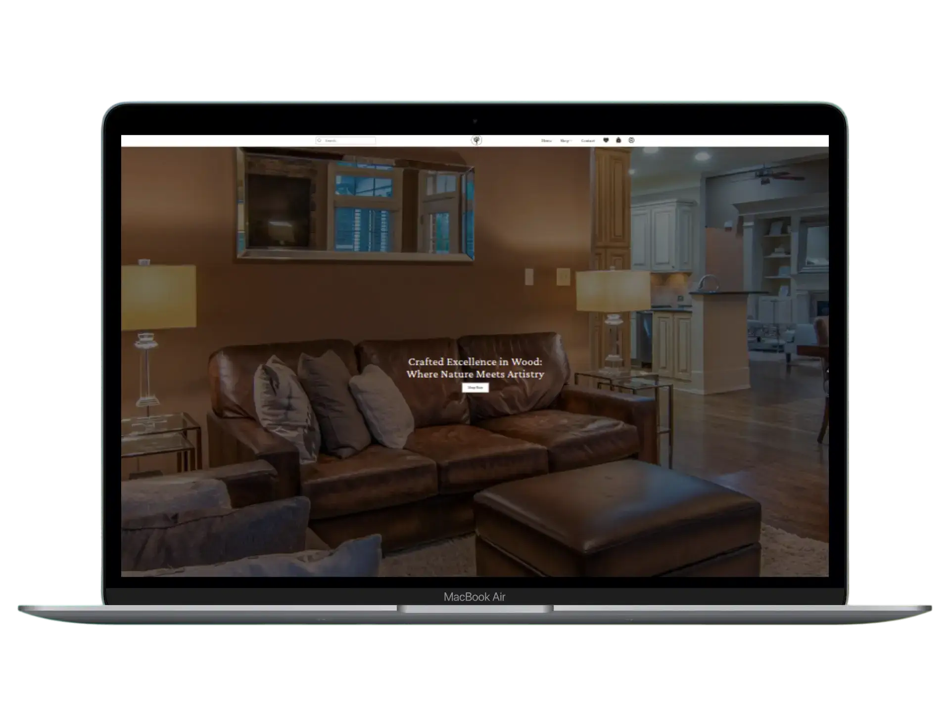 Woodland Interiors — shown in MacBook mockup
